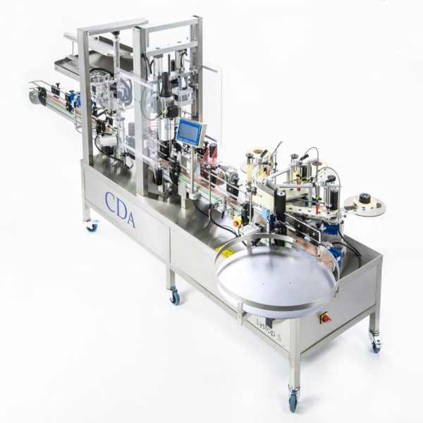 Labelling Machine for up to 4 labels and heat shrink capsules.